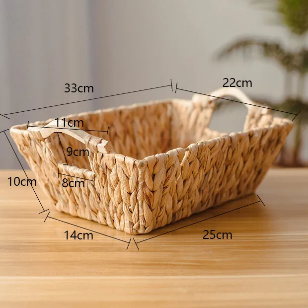 Natural Hand-Woven Water Hyacinth Organizer Kitchen Utensils Storage Basket Stand