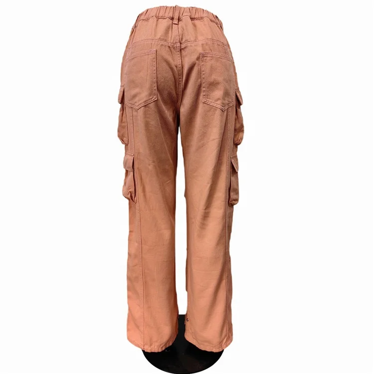 Cargo Y2K Denim Pocket Pants Streetwear Jeans High Waist Fashion 2023 Women Trousers Denim Straight Leg Baggy Pants
