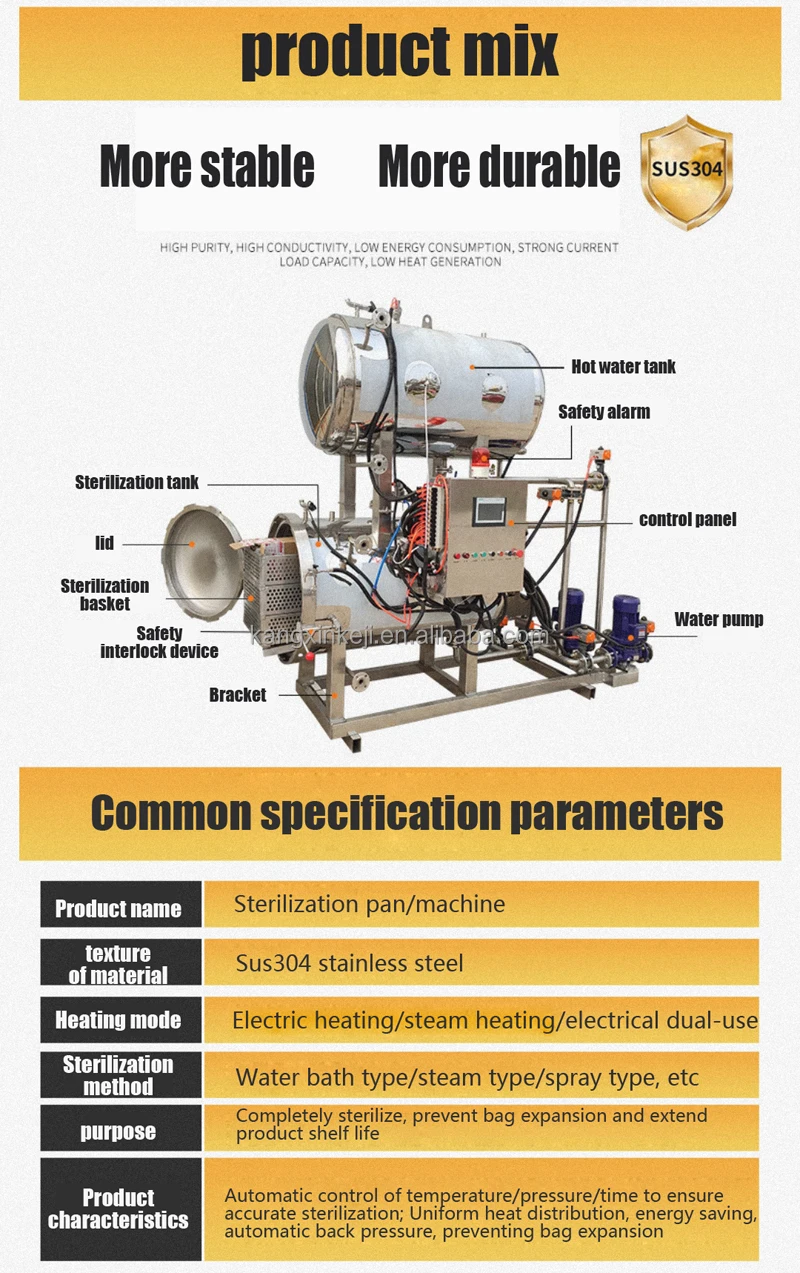 Steam Spray Sterilizer 200l 500 Liters Small Vertical Retort Machine