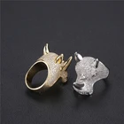 Ring Fashion Hip Hop Jewelry CZ Iced Out Gold Plated Ring Rhino Ring