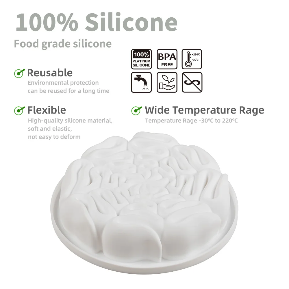 Classic styles 3d silicone chocolate candy molds fondant cake dec flower mold large silicone mold for cake