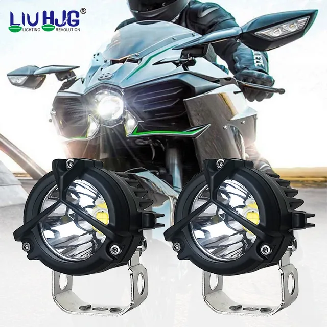 Liu HJG OEM EDM Custom White Yellow LED Motorcycle Light System Spotlight  Motorcycle LED Fog Driving Lights For Motorbike Cars