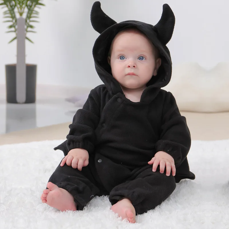 Autumn and winter baby romper Halloween bat hooded baby clothes little devil model crawling suit
