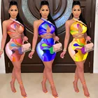 Women's Women New Large Size Fat Lady Women's Dress Lace Stitching Short-sleeve Lace-up Dress Tight Dress