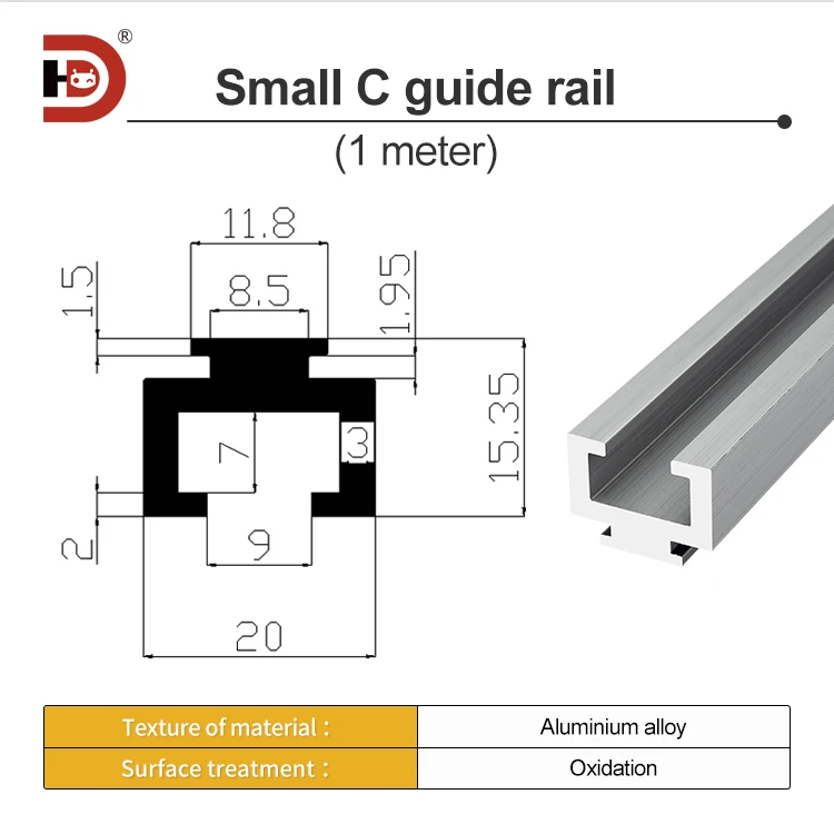 Flexible Conveyor Belt Accessories Large/medium/small C Guardrail Aluminum Rail Parallel Pad Rail Side Stop Pad Rail Connector factory