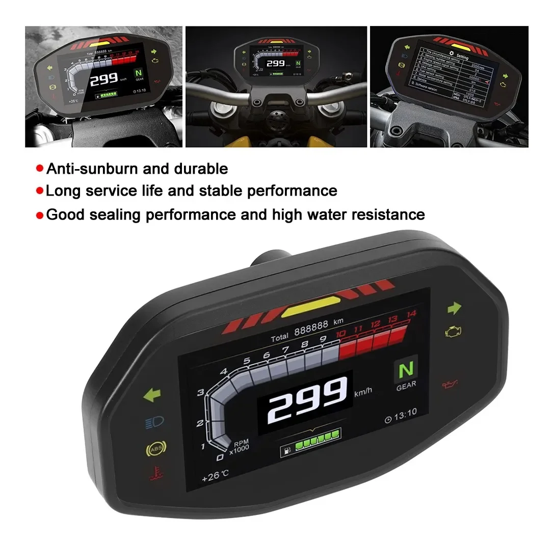 Universal Motorcycle Lcd Digital Speedometer Tft Gear Backlight