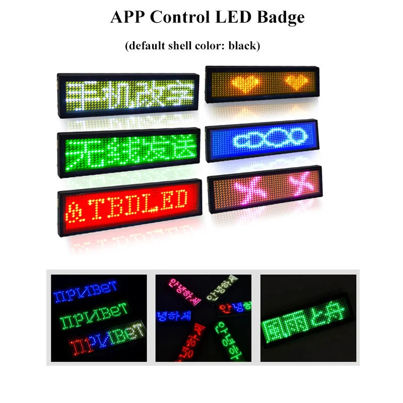 Advanced LED Tag APP Programmable Lighting Badge High Visibility  LED Scrolling Message Colorful Display Unisex LED Name Badge