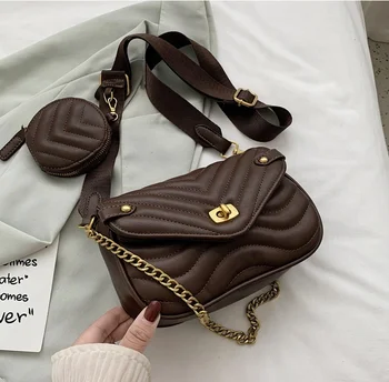 2021 Luxury designer 2 In 1 ladies crossbody handbags chain shoulder purses