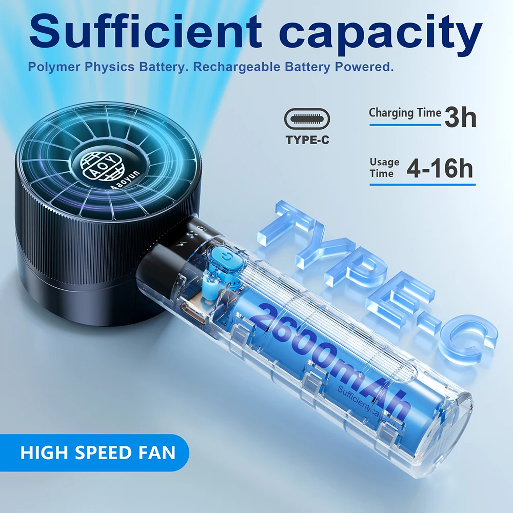 Rechargeable Fan, Portable, Battery, Plastic - detail 4