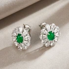 925 Silver Earrings Silverearrings 925 Silver Hoop Earrings Full CZ Zircon Gemstone Earrings Women Emerald Stone Earrings