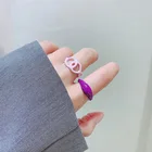 Ring Multicolor Enamel Band Rainbow Ring Adjustable Black Pink Green White Neon Enameled Painted Ring