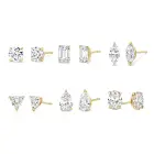 Diamond Earring Gemnel Minimalist Gold Plated Jewelry 925 Silver Diamond Stud Earring