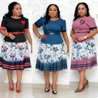 Women Plus Size Wholesale Print African Women Dress Short Sleeve O-neck Women Dress Plus Size Dress Women