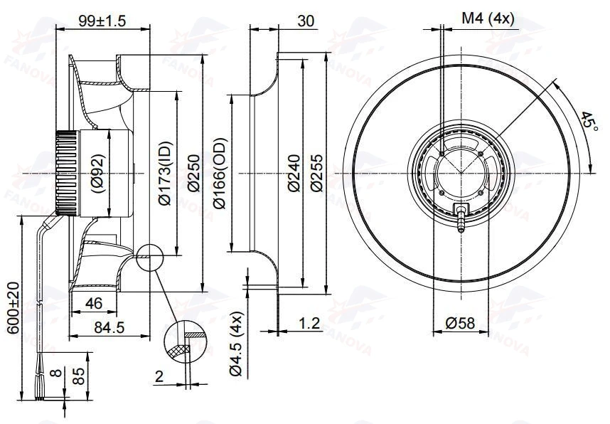 Centrifugal Fan, FANOVA, 250MM, 12v, 24v - detail 12