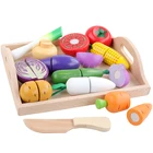 Food Toys Fruit Toy Cutting Fruits Vegetables Kids Kitchen Food Set Educational Wooden Kitchen Toys
