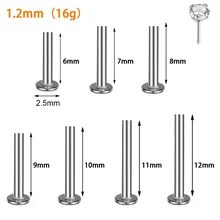 ASTM F136 G23 Titanium Push Pin 16G 18G Labret Piercings Lip Ring Internal Thread  Ear Stud Tragus Flat Bar Body Jewelry