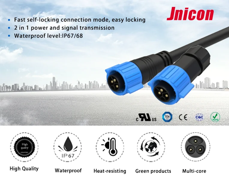 Jnicon M19 8 Pin Connector Male And Female Waterproof Power Connector