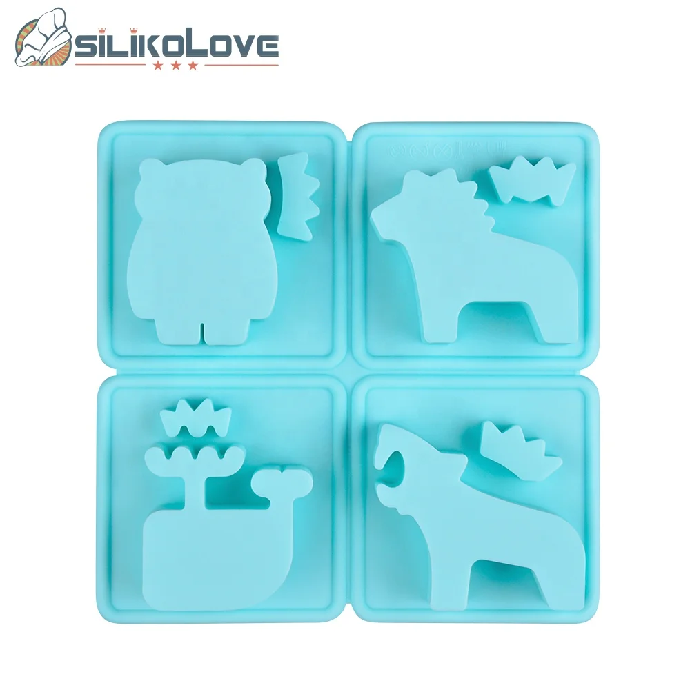 Multi shape tiger bear whale horse soap silicone making mold wax tools ice cube tray mold