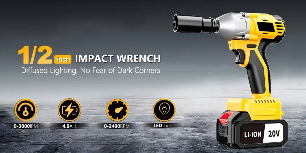 20V Cordless Impact Wrench, 430nm, 3 in 1 Impact Gun, Electric Drill, Electric Impact Wrench Set for Car