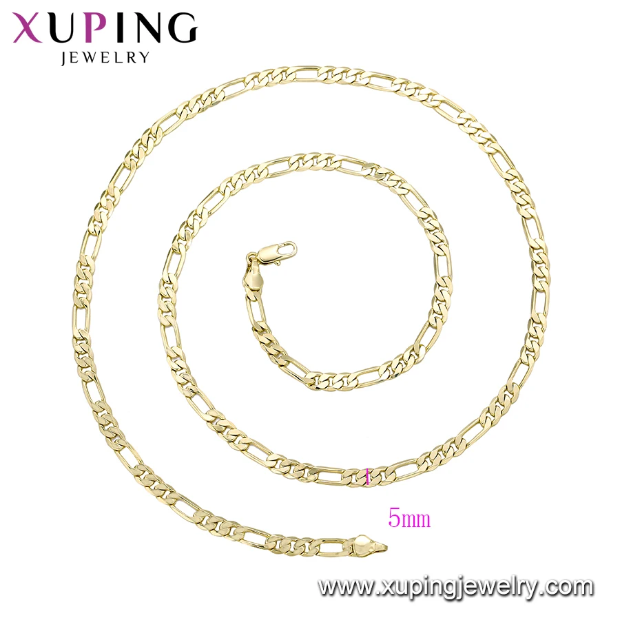 46996 Xuping hign quality fashion jewelry 5mm gold color chain necklace for women