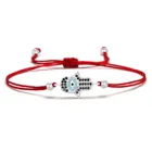 Palm New Arrival Colorful Cubic Zircon Evils Eye Bracelet Adjustable Crystal Palm Rope Bracelet For Women