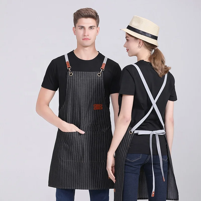 Custom Wholesale Kitchen Household Denim Apron Coffee Shop Waiter or Kitchen Chef Aprons