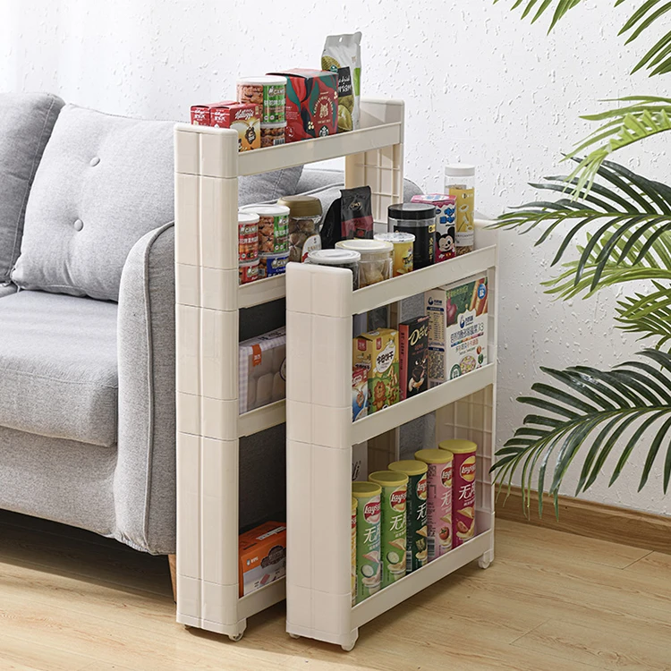 New arrival movable kitchen bathroom living room corner 3-tier plastic storage holders racks