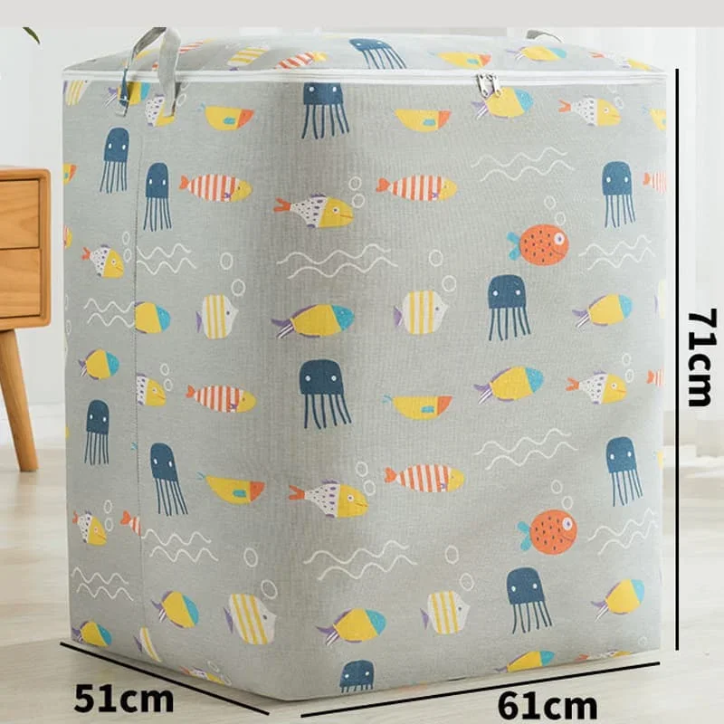 Eco-Friendly Foldable Clothes Organizer Cotton Rope Storage Basket Flexible Design Quilt Storage Bag Wardrobe Space Utilization