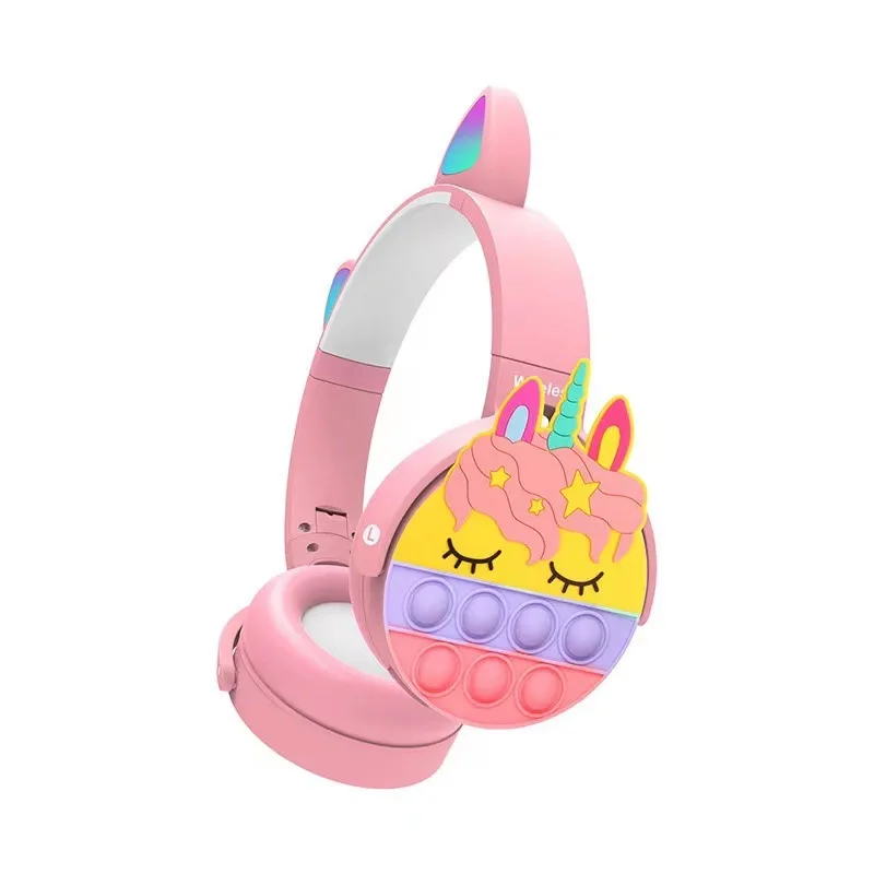 Wireless Premium Kids Headsets Stress Reliever Stereo Headset Cat Ear Silicone Popping Headphone