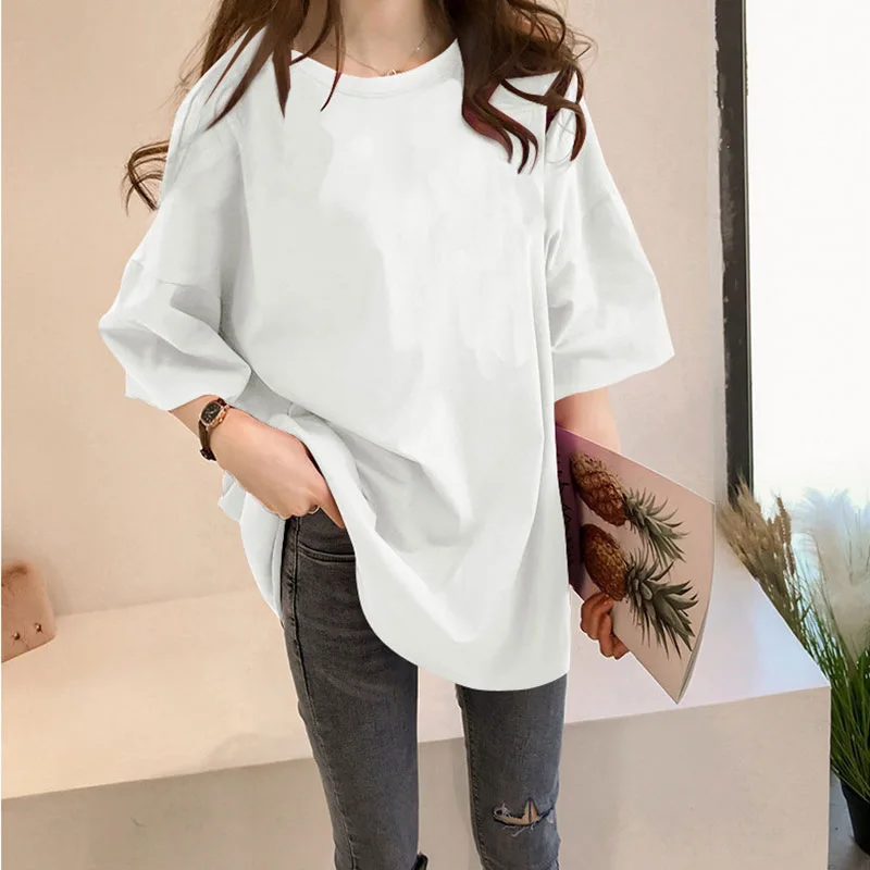 Casual Milk Silk Fabric Oversized Short Sleeved Round Neck Plus Size Women's T-shirts