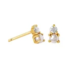 Stud Ear Gold Plated Sparkle Pearl Stud Ear Stack Gold Plated 925 Sterling Silver Little Girls Diamond Stud Earrings