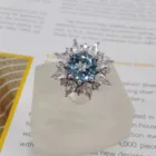 Topaz Ring S925 Silver Plated White Gold Inlaid Topaz Sky Sapphire Ring Can Be Customized