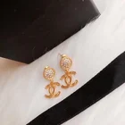 Earrings Cz 2021 High Quality Fashion Style Cc Earrings Gold Palted Brass Stud Earrings With Cz