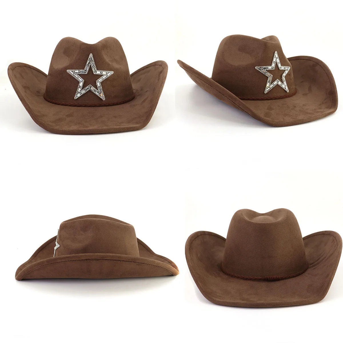 e Stars Hats Wide Brim Felt Cowgirl for Party Classic Women Western Cowboy Hat In Bulk 5