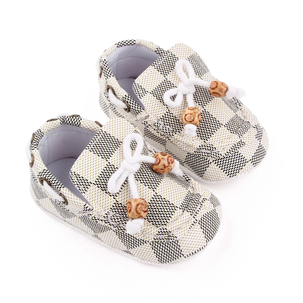 New Classic Vintage Plaid Toddler Shoes with Bow Non-slip Soft Soled Baby Walking Shoes details