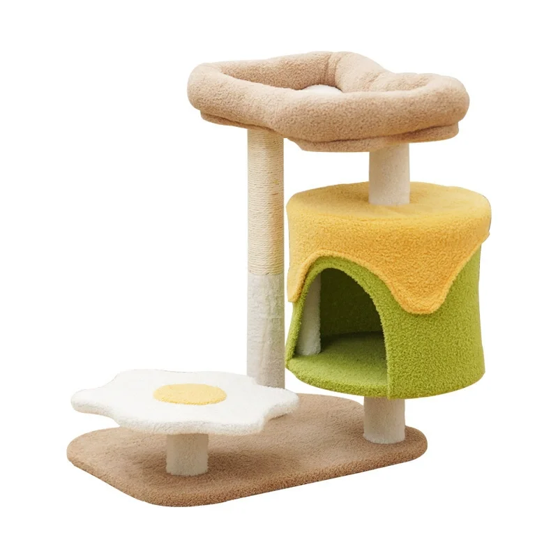 Hot Selling Fried Egg Toast Shape 2-in-1 Cat Climbing Frame Cat Bed Sisal Material Does Not Drop Crumbs Cat Toys Pet Supplies supplier