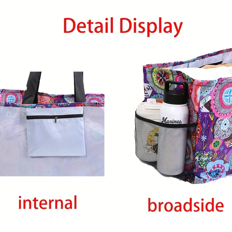 High Quality Large Floral Oxford Fabric Tote Bag Foldable Spacious Storage Shopping Bag factory