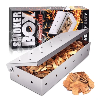 BBQ Accessories for Barbecue Wood Chips On Gas And Charcoal Grill Stainless Steel BBQ Smoker Box
