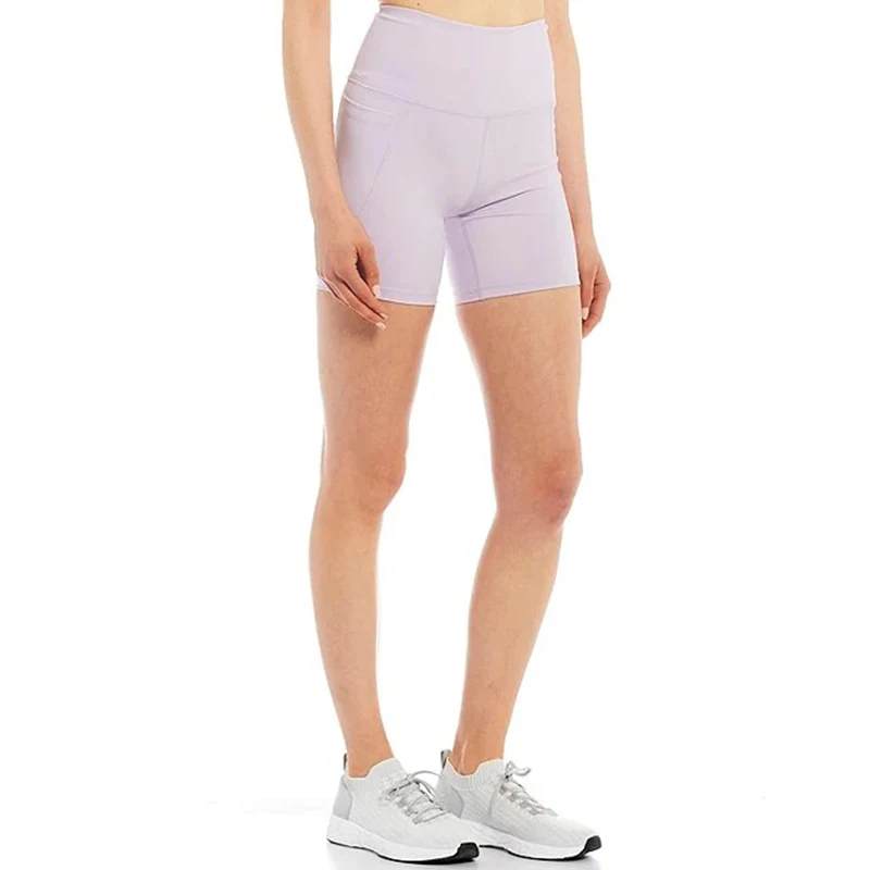 Pantalones Cortos De Cintura Alta Con Bolsillo Lateral Para  Bicicleta,Interbloqueo De Alta Tecnología,Con Logotipo  Personalizado,Movimiento De Señora,Potencia Activa,6 \