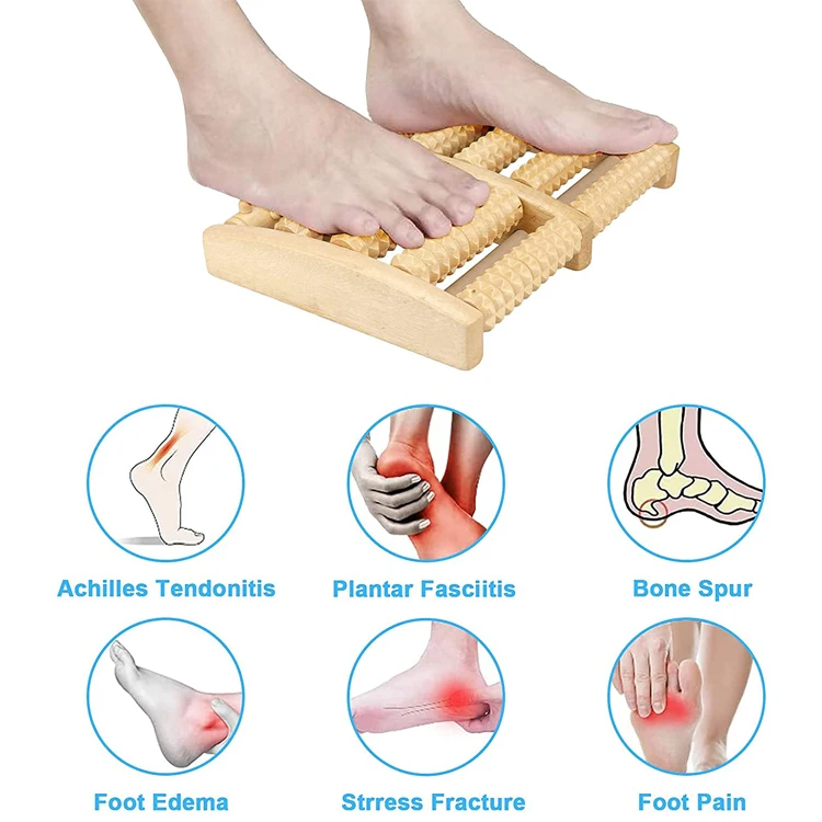 Stress Relief Spa Health Care Therapy Anti Cellulite Wood Roller Foot