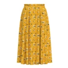 Crepe Skirt Women Ruffle Elastic Placket Buttons Knee Length A Line Rayon Crepe Skirt 1004884B