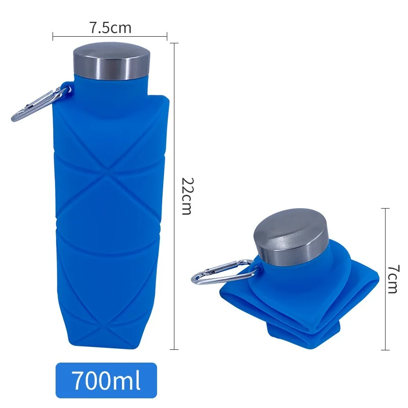 Solid Rhomboid Folding Silicone Cup Outdoor Sports Travel Kettle Water Bottles portable with handle