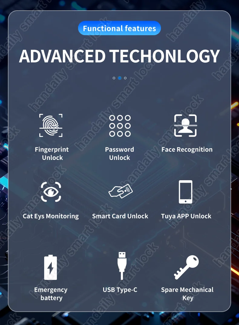 electric digital biometricfingerprint lock wifi door tuya keyless door lock with 3d face recognition access smart door lock k36-1