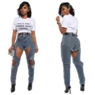 Denim Jeans 2021 Hot Selling Denim Ripped Jeans Women Hole Patchwork Women's Pants Trousers Jeans For Women