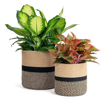 Woven Plant Baskets for Indoor Plant Pots Baskets for Organizing Flower Pots Modern Woven Baskets for Storage Rustic Home Decor