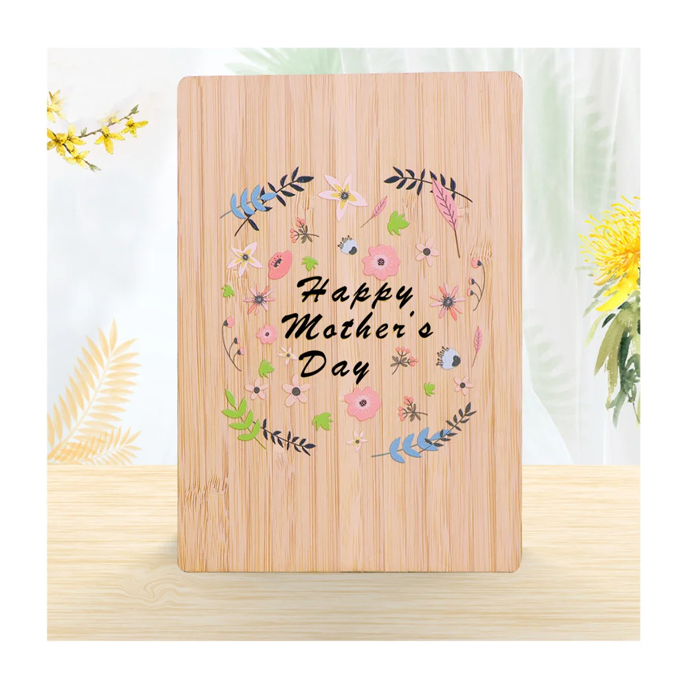 custom uv printing flower bamboo wood mothers day love gift