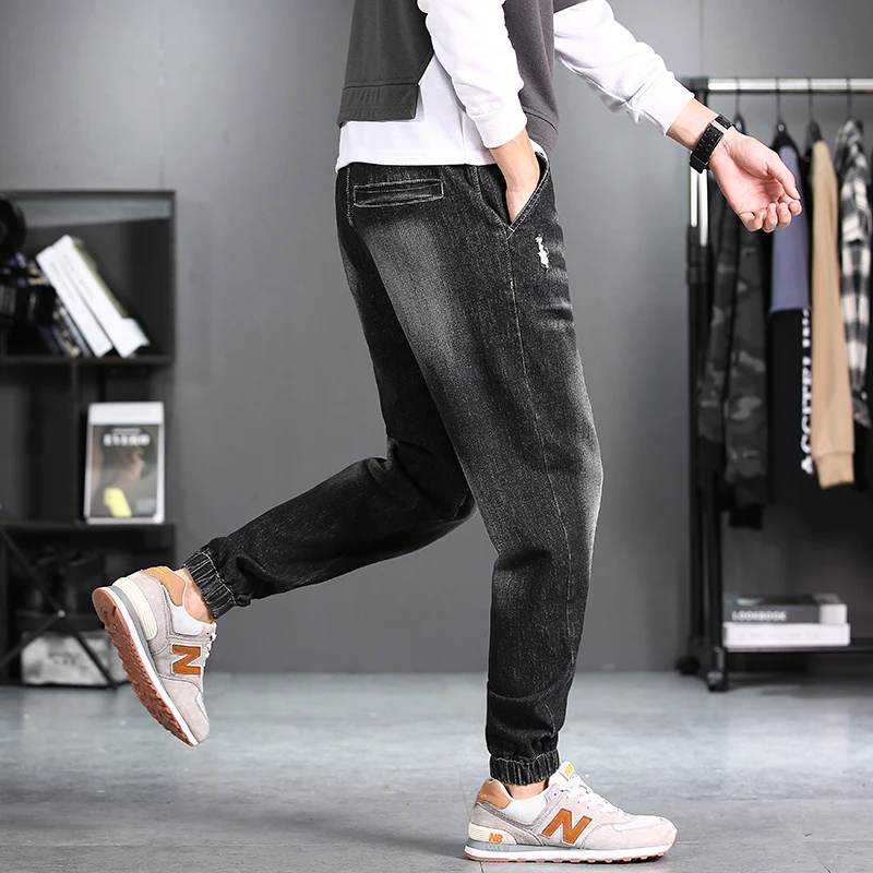 Oem Black Plus Size Narrow Bottom Jeans 