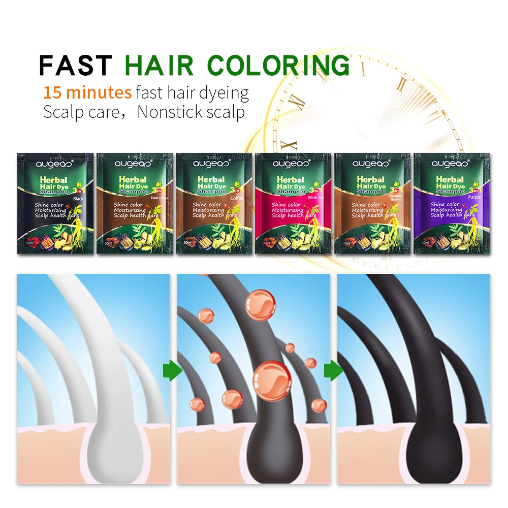 Hot sale OEM 10ml hair color cream salon products black hair dye shampoo organic beauty products black hair shampoo