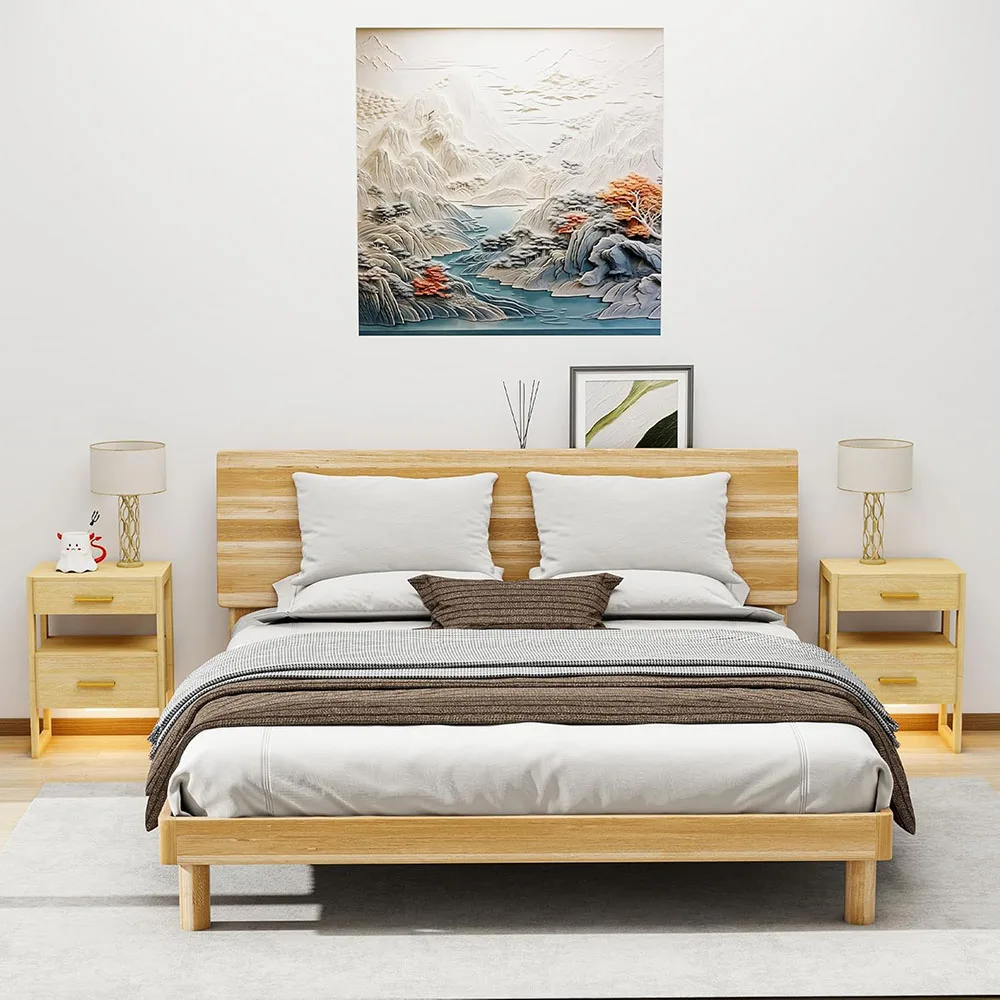 Modern Wood Nightstand Motion Sensor Night Light Wooden Bedside Table End Table for Home Use Sofa Side Table Storage Drawer supplier