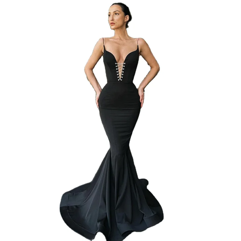 black maxi mermaid dress